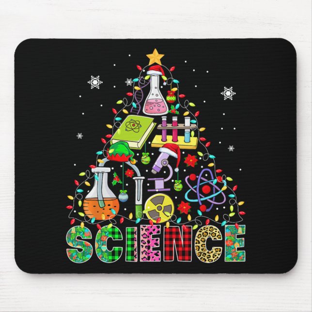 Science Santa Elf Teaching Tools As Christmas Tree Mouse Pad (Front)