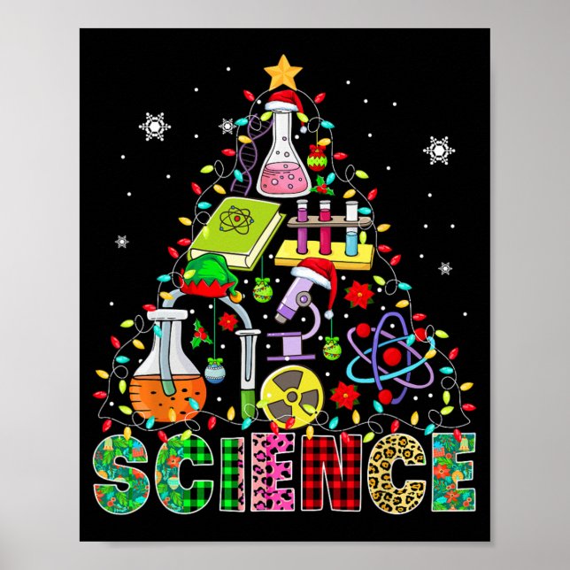 Science Santa Elf Teaching Tools As Christmas Tree Poster (Front)