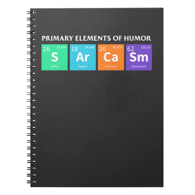 Science Sarcasm Primary Elements of Humour Notebook (Front)