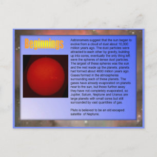Science, Solar System, Beginnings Postcard