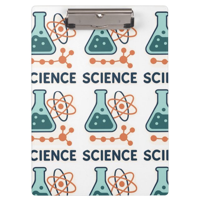 Science Subject Sticker – Flask, Molecules & Atom Clipboard (Front)