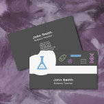 Science Teacher Business Card<br><div class="desc">A business card for a science teacher or tutor (such as physics,  biology,  chemistry,  math),  with full contact information on the back. It comes with science illustrations: DNA,  atomic nucleus,  the formula E=MC2,  a cell,  a ruler and a chemist's beaker.</div>
