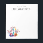 Science Teacher Chemistry Test Tubes Notepad<br><div class="desc">Gift your science teacher a personalised notepad this year. This bright and colourful chemistry themed design features three bubbling test tubes in red teal and orange with atoms floating around them.</div>