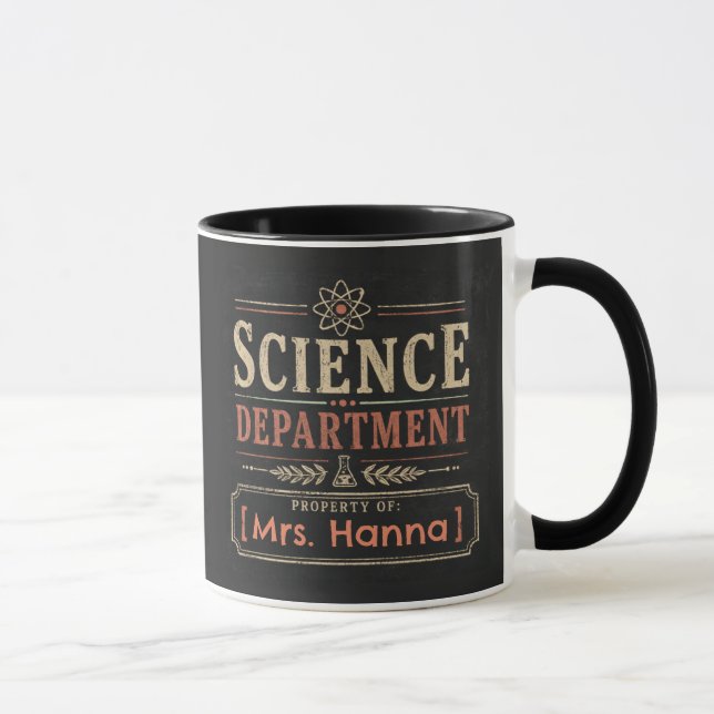 Science Teacher Coffee Mug with Custom Name (Right)