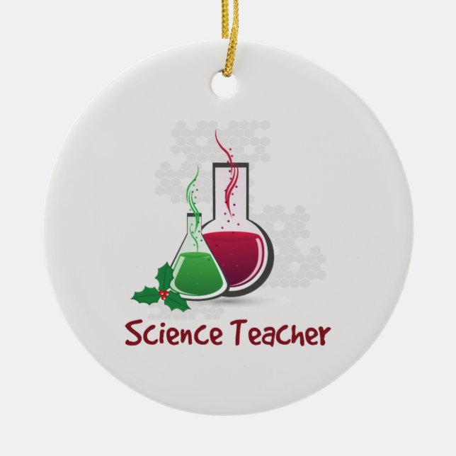 Science Teacher, Experiments Merry Christmas Ceramic Ornament (Front)