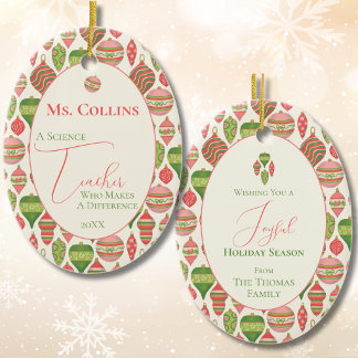 Science Teacher Holiday 2-Sided Personalised Ceramic Ornament