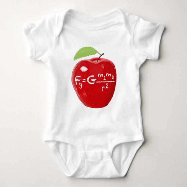 Science Teacher Isaac Newton Law Of Gravity Apple Baby Bodysuit (Front)