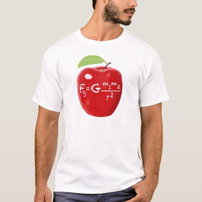 Science Teacher Isaac Newton Law Of Gravity Apple T-Shirt (Front)