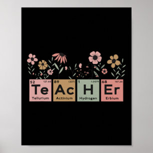 Science Teacher Periodic Table Floral For Chemistr Poster