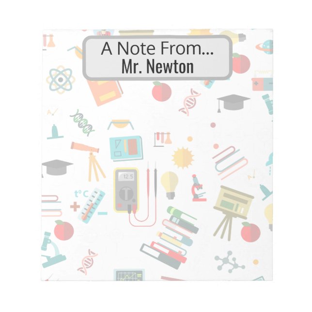 Science Teacher Personalised print apples books Notepad (Front)
