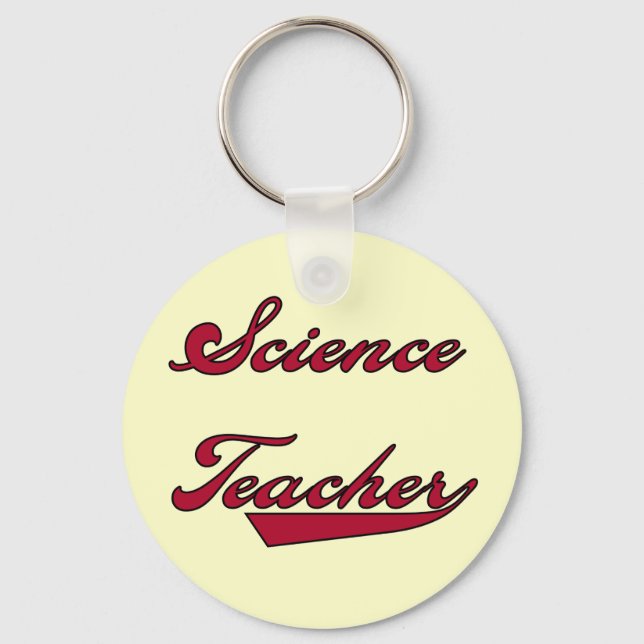 Science Teacher Red Text Tshirts and Gifts Key Ring (Front)