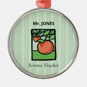 Science Teacher Thank You, Apple Metal Ornament