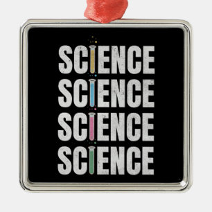 Science text design metal ornament