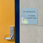 Science Themed Teacher Classroom Sign<br><div class="desc">A cute cartoon of a test tube and a conical flask that mixes perfectly to create a science or chemistry teacher's room sign.  Original design by Night Owl's Menagerie,  2017.</div>