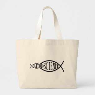 Science Trumps Faith Fish Large Tote Bag