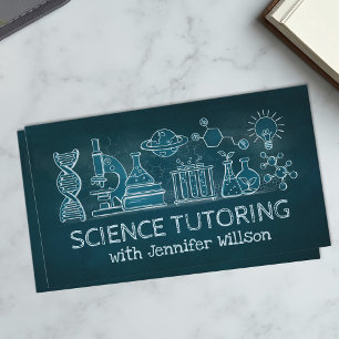 Science Tutoring - Teacher Chalk Illustration Business Card