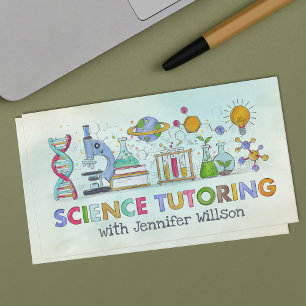 Science Tutoring - Teacher Watercolor art Business Card