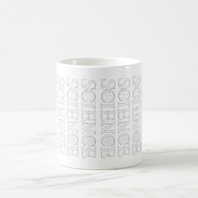 Science typography sketch pattern  coffee mug (Center)