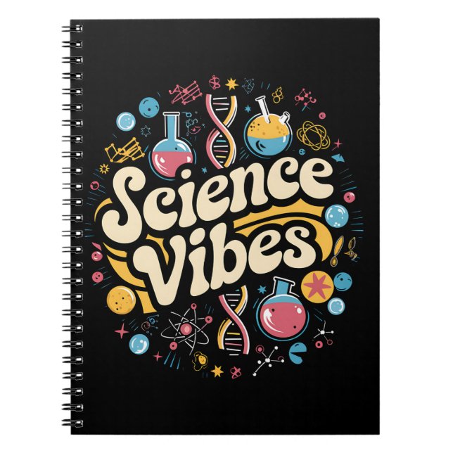 Science Vibes Groovy First Day of Back To School  Notebook (Front)