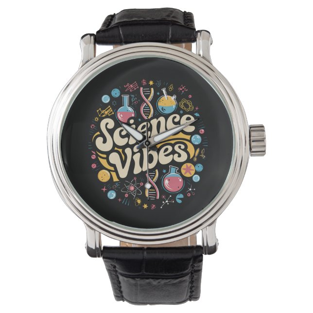 Science Vibes Groovy First Day of Back To School  Watch (Front)