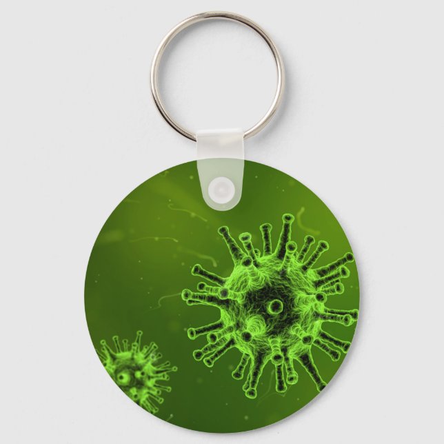 Science virus bacteria microscope green key ring (Front)