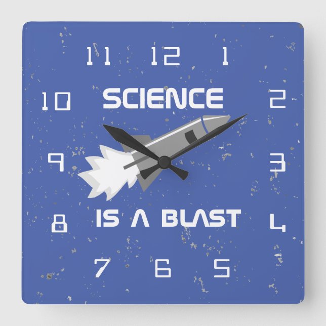 Science Wall Clock Science is a Blast Rocket Pun (Front)