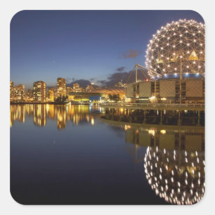 Science World and CBD reflected in False Creek, Square Sticker