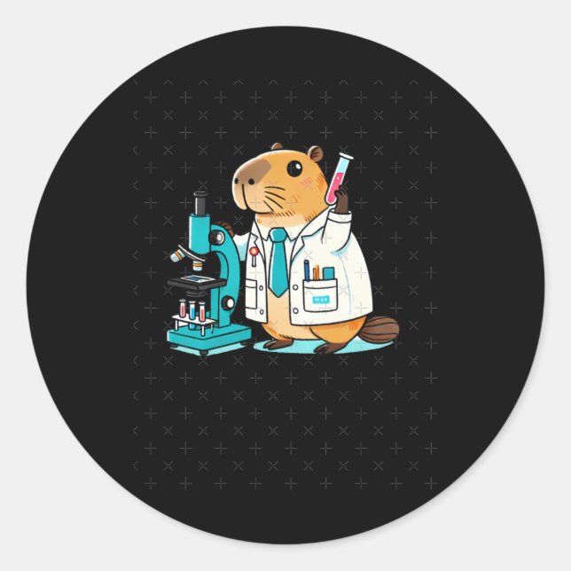 Scientific Capybara Experiments In The Laboratory  Classic Round Sticker (Front)