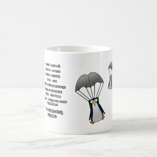 Scientific classification for the parachuting peng coffee mug