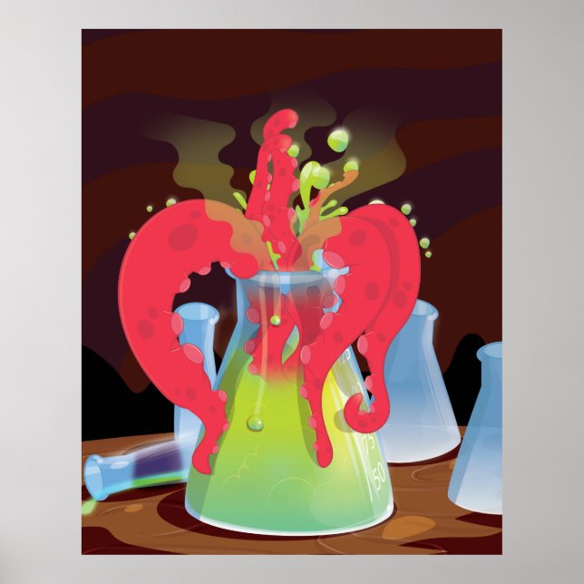 Scientific experiment flask Monster Poster (Front)