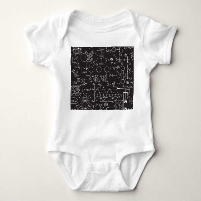 Scientific Formulas: Chalkboard Calculations Patte Baby Bodysuit (Front)