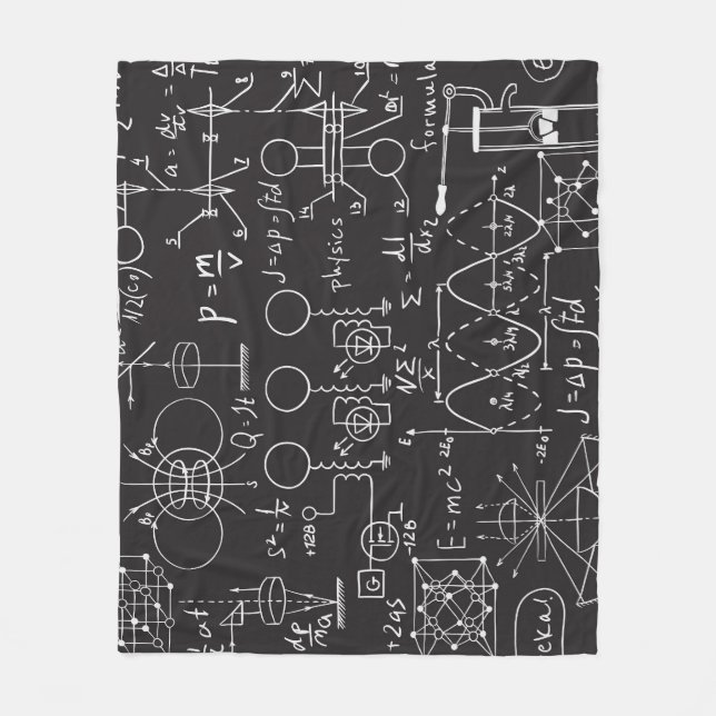 Scientific Formulas: Chalkboard Calculations Patte Fleece Blanket (Front)