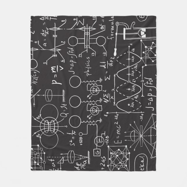 Scientific Formulas: Chalkboard Calculations Patte Fleece Blanket (Front)