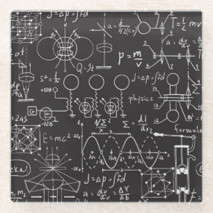Scientific Formulas: Chalkboard Calculations Patte Glass Coaster