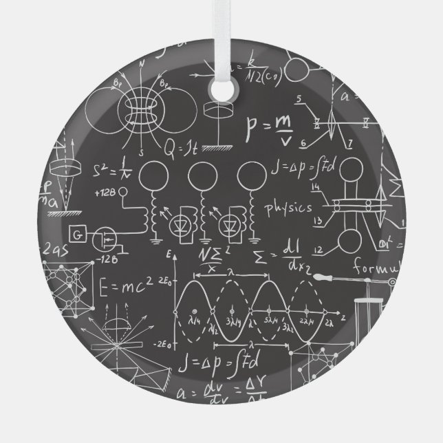 Scientific Formulas: Chalkboard Calculations Patte Glass Tree Decoration (Front)