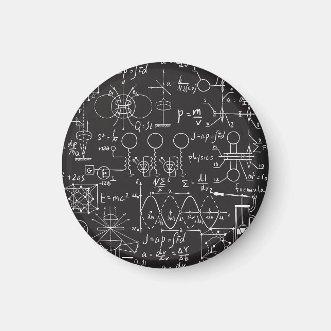 Scientific Formulas: Chalkboard Calculations Patte Magnet (Front)