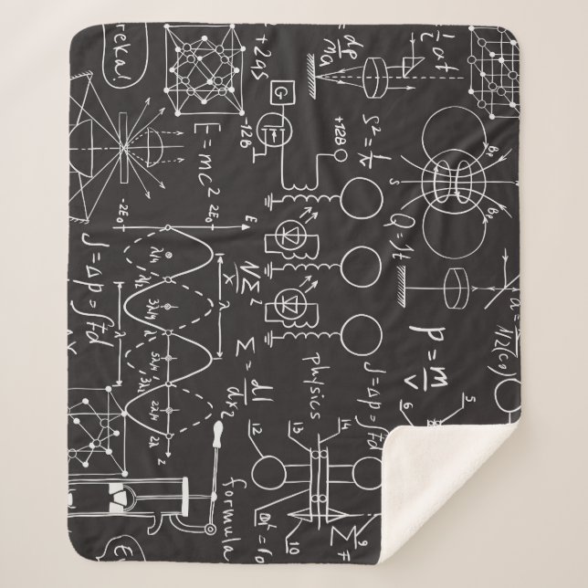 Scientific Formulas: Chalkboard Calculations Patte Sherpa Blanket (Front)