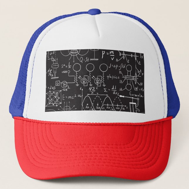Scientific Formulas: Chalkboard Calculations Patte Trucker Hat (Front)