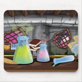 Scientific Laboratory with flasks and equipment Mouse Pad