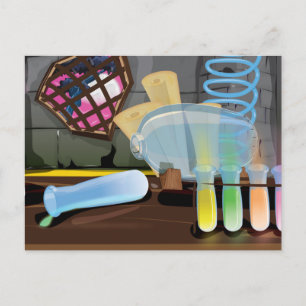 Scientific Laboratory with flasks and equipment Postcard