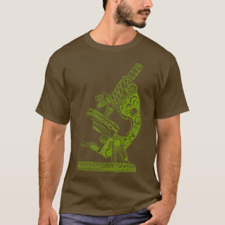 Scientific Microscope Line Drawing Olive T-Shirt