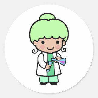 Scientist Girl Classic Round Sticker