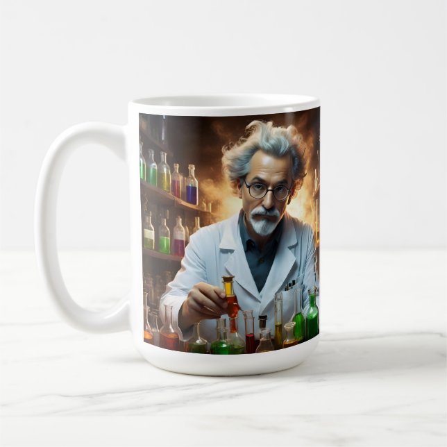 Scientist In A Laboratory Mixing Potions, Coffee Mug (Left)