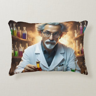 Scientist In A Laboratory Mixing Potions, Decorative Cushion