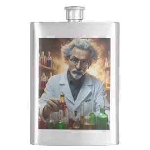 Scientist In A Laboratory Mixing Potions, Hip Flask