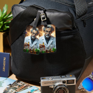 Scientist In A Laboratory Mixing Potions, Luggage Tag