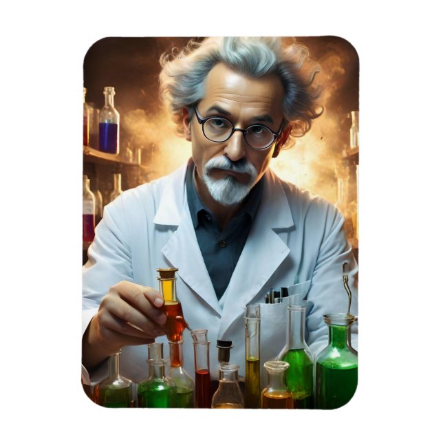 Scientist In A Laboratory Mixing Potions, Magnet (Vertical)