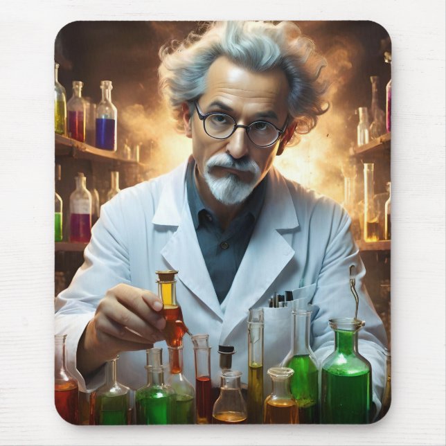 Scientist In A Laboratory Mixing Potions, Mouse Pad (Front)