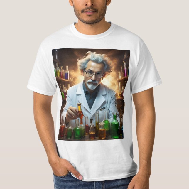 Scientist In A Laboratory Mixing Potions, T-Shirt (Front)
