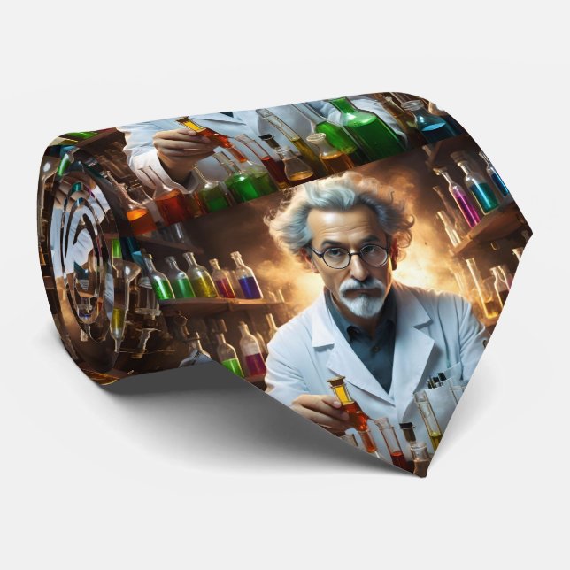 Scientist In A Laboratory Mixing Potions, Tie (Rolled)